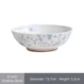 Bol peu profond en céramique sous glaçure japonaise de 6 pouces avec motif floral bleu - Bol Peu Profond 6 Pouces / 15.7x5.2cm / Floral Bleu Sous Glaçure