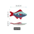 Grande assiette en céramique en forme de poisson, motif rouge et bleu peint main - Poissons / Requin (Grande Assiette)