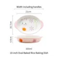 Fuente de horno ovalada de cerámica rosa de 10 pulgadas con lindo patrón de conejo - Unicorn (blue) / 10" / Fuente de Horno Ovalada con Doble Asa