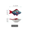 Bol en céramique de 6 pouces en forme de poisson peint à la main au style japonais - Poissons / Requin (Assiette Snack 6 Pouces)