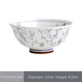 Bol à riz en céramique de style japonais de 5,5 pouces avec motif floral bleu - Bol à Riz 5.5 Pouces / 14x6.2cm / Floral Bleu Sous Glaçure