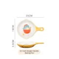 9,5-Zoll gelbe Keramik-Auflaufform mit Einzelgriff und süßem Dinosaurier-Illustration - Backblech mit Einzelgriff