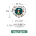 Cute heart-shaped ceramic dessert plate with whimsical illustration, 22.5cm width - Fairytale Illustration (Fairy Heart Plate) / 22.5x20x4.5cm