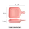 Plat à four carré en céramique rose de style nordique avec poignée, 21,5x15x3,2 cm dim - Poêle à Poignée Carrée / Plat à Four avec Poignée / Rose Mat