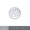 Petit plat à sauce japonais en céramique de 3,8 pouces avec motif floral bleu élégant - Coupelle à Sauce 3.8 Pouces / 2 Pièces/Paquet (9.7x1.7cm) / Floral Bleu Sous Glaçure