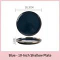 Eleganter tiefblauer 10-Zoll-Keramik-Speiseteller mit luxuriösem Goldrand-Finish - 10 Zoll Flacher Teller / Blau