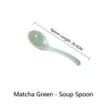 Matcha green ceramic soup spoon with 20.5cm length dimension label - Soup Spoon / Matcha Green