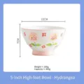Hand-painted 5-inch Japanese ceramic rice bowl with hydrangea pattern and high foot - 5 Inch High-foot Bowl / Hydrangea