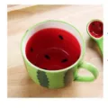 Cute watermelon ceramic mug with spoon set for breakfast and coffee milk - Watermelon Mug / Single Mug