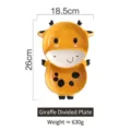 Assiette compartimentée girafe en céramique pour enfants, plat jaune dessin animé 26cm - Style Girafe / Assiette Divisée Girafe