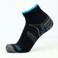 Professionelle schwarze Kompressions-Laufsocken mit blauen Akzenten für Sport und Halt - S/M / Schwarz und Blau