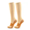 Kopervezel knie-hoge compressiekousen in beige voor buitensporten en lichamelijk herstel - S/M / Huidskleur