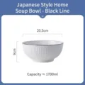White ceramic soup bowl with black rim, 20.5cm diameter and 1700ml capacity - Soup Bowl / 20.5x9cm