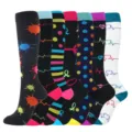 Set of seven colorful knee-high sports compression socks with various vibrant patterns - 7 Pairs Mixed Set 4