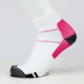 Professionelle weiß-pinke Kompressions-Laufsocken für Herren und Damen Athleten - S/M / Weiß + Rosarot