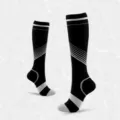 Chaussettes de compression mollet à rayures noir et gris en tissu tricoté respirant - S/M / Gris