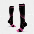 Chaussettes de compression à rayures noir et rose pour hommes et femmes, soutien du mollet - S/M / Violet