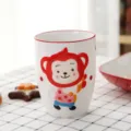 Adorable mug en céramique pour enfants avec singe peint à la main de style japonais - Tasse Singe (Sans Poignée)