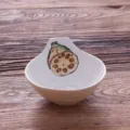 Bol en céramique de 5 pouces peint à la main avec motif de racine de lotus - Motif Racine de Lotus / Bol à Poignée 5 Pouces