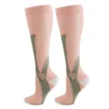 Breathable pink sports compression socks for cycling and running in a calf-length variant. - Pink