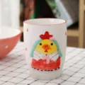 Mignonne tasse en céramique japonaise peinte à la main avec un motif de poussin - Tasse Poulet (Sans Poignée)