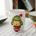 Mug en céramique pour enfants avec motif d'ours peint à la main et relief mignon - Tasse Tigre (Sans Poignée)