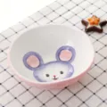 Joli bol pour enfants en céramique peinte à la main avec motif de souris rose - Grand Bol Souris 6 Pouces (14,5 cm)