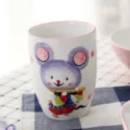 Tasse en céramique de style japonais avec souris de dessin animé peinte à la main - Tasse Souris (Sans Poignée)