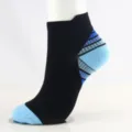 Zwarte en blauwe compressiesokken voor hardlopen en fasciitis plantaris steun - Blauw Patroon