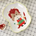 Assiette mignonne en céramique pour enfants avec une illustration de cheval peint - Zodiaque chinois / Assiette Cheval