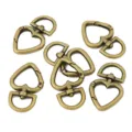 Detail view of heart-shaped alloy spring clasps for DIY handmade jewelry keychain making - Peach Heart-shaped Antique Blue 2 Pieces/pack