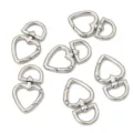 Detailed macro view of silver alloy heart-shaped spring clasps for DIY jewelry and keychains - Peach Heart White K Color 2 Pieces/pack