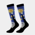 Hardloop compressiekousen met het beroemde Van Gogh De sterrennacht meesterwerk print - S/M / Sterrenhemel