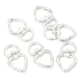 Set of silver alloy heart-shaped spring clasps for DIY handmade jewelry and keychain accessories - Two Heart-shaped Silver Ones Per Pack