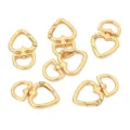 Gold heart-shaped alloy spring lobster clasps for DIY jewelry making. - Peach Heart Kc Gold 2 Per Pack