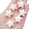 Glossy white acrylic puffy star beads for handmade DIY jewelry making and crafting projects - 2 Pieces (23x22mm) / White
