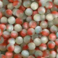 8/10mm matte Harz schillernde runde Perlen mit einem rot-grünen Farbverlauf Effekt - Frühling Hellgrün und Rot