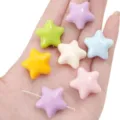 Chunky colorful acrylic star beads with glossy finish for DIY jewelry making and crafting - 2 Pieces (23x22mm) / Macarons