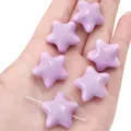 Purple glossy puffy star shaped acrylic beads for DIY handmade jewelry and bracelets - 2 Pieces (23x22mm) / Purple