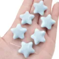 Handcrafted light blue chubby star acrylic beads for DIY jewelry making and bracelet crafts - 2 Pieces (23x22mm) / Light Blue