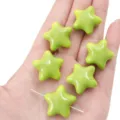 Green glossy puffy acrylic star loose beads for handmade DIY jewelry accessories crafting - 2 Pieces (23x22mm) / Green