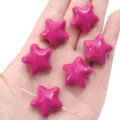 Vibrant plump magenta star-shaped acrylic beads for handmade DIY jewelry making on palm - 2 Pieces (23x22mm) / Rose Red