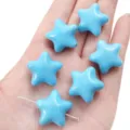 Light blue puffy star acrylic beads for DIY jewelry making crafts projects - 2 Pieces (23x22mm) / Blue