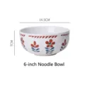 Élégant bol à nouilles en céramique japonaise de 6 pouces avec motif floral, 14,5 cm - Petite Fleur Rouge / Bol à Nouilles