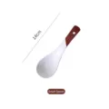 Petite cuillère japonaise en céramique blanche avec manche brun-rouge et trou 14cm - Petite Fleur Rouge / Petite Cuillère (2 Pièces)