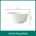 Eleganter 8-Zoll-Suppenteller aus weißer Keramik mit Goldrand und Strukturdesign - Weiß Goldrand 8-Zoll Italienische Suppenschüssel