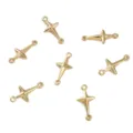 7 connettori per gioielli a forma di croce riempiti in oro 14K per DIY - Ciondolo Croce Doppio Anello / Confezione da 5 (6.5x13.5mm)