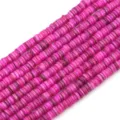Perline distanziatrici in conchiglia naturale rosa vivace per gioielli fai da te - 1 Filo (Diametro 6mm, Foro 1mm, Lunghezza 38cm, Circa 190-200 pezzi) / Rosso rosa