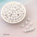 White irregular 8x7mm ABS imitation pearl loose beads for DIY handmade jewelry crafting - Small Top / 30 Pieces/Pack
