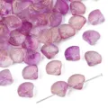 Iridescent purple glass scallop shell beads for DIY ancient style hair jewelry making - 20 Pieces Set / Gold Glitter Translucent Purple